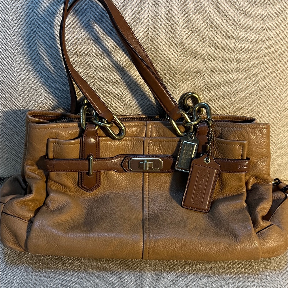 Coach Jayden Caryall J1173-18955 Brown Tan Leather and Brass Satchel